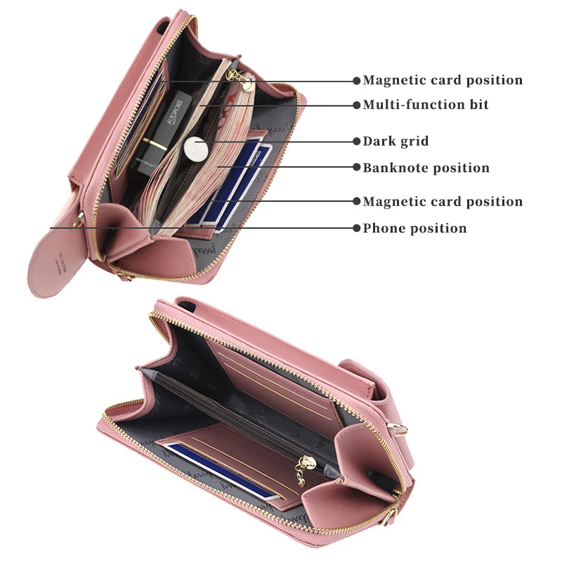 Free Engraving Women's Wallet Zipper Hasp Paragraph Clutch Bag Small Diagonal Multi-function Solid Color Mobile Phone Long Purse