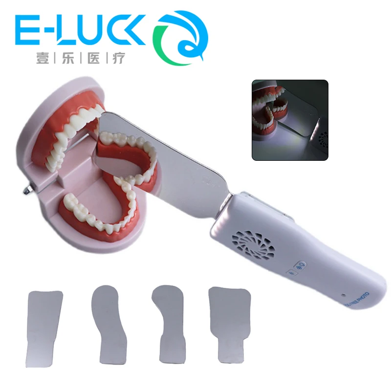 E-LUCK Dental Oral Photography Mirror Defogging Imaging Mirror Stainless Steel Reflectors with LED Light Occlusal Orthodontic