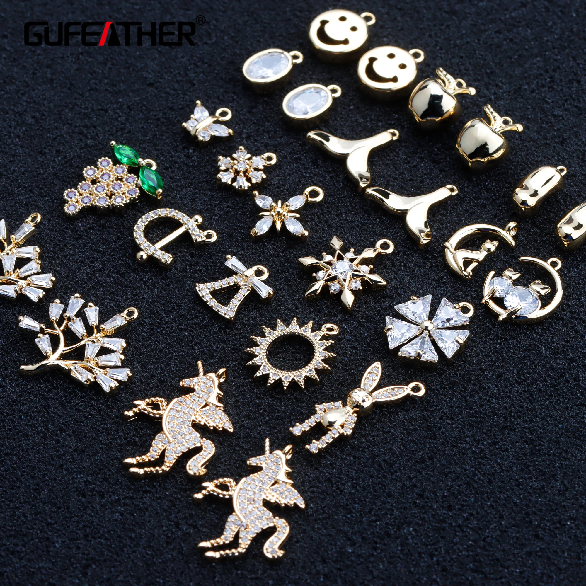 GUFEATHER M906,jewelry accessories,pass REACH,nickel free,18k gold plated,zircons,copper,jewelry making,diy earrings,20pcs/lot