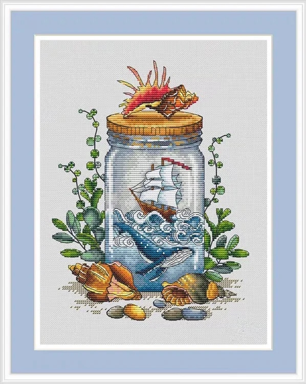 The Ocean in a Bottle 28-33 Counted Cross Stitch 11CT 14CT 18CT DIY Chinese Cross Stitch Kits Embroidery Needlework Sets