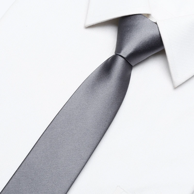 Brand New 6CM Skinny Luxury Silver Tie For Men Wedding Business Fashion Dress Suit Silk Polyester Necktie With Gift Box