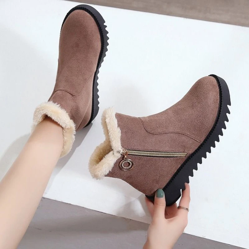 Women Winter Snow Boots 2021 Woman Warm Plush Cotton Shoes Fashion Female Ankle Boots Wedges Casual Short Booties Botas De Mujer