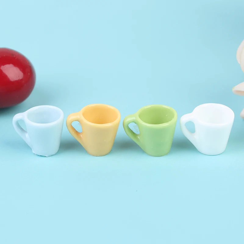 4Pcs/Set Doll House Candy Color Mini Mug Japanese Water Cup Scene Props Pretend Toy Dollhouse Decoration Accessories