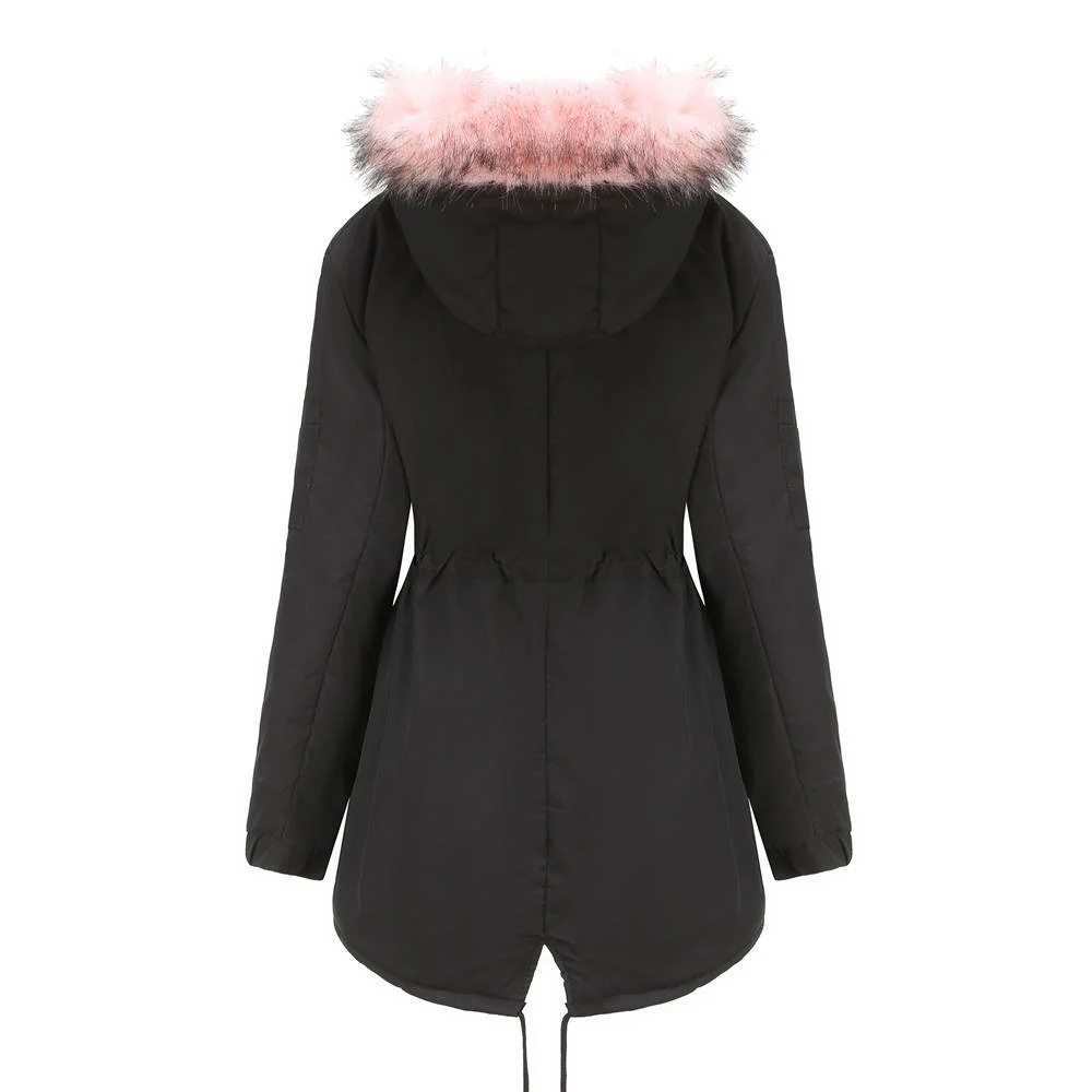 New Plus Size Winter Clothes Women's Hooded Faux Fur Jacket Thick Warm Plus Velvet Outwear 2024 Parkas Female Padded Coats