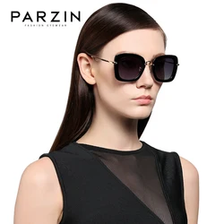 PARZIN Black Square Frame Polarized Sunglasses UV400 Driving Vintage Shades For Women High Quality Eyewear With Accessories 9535