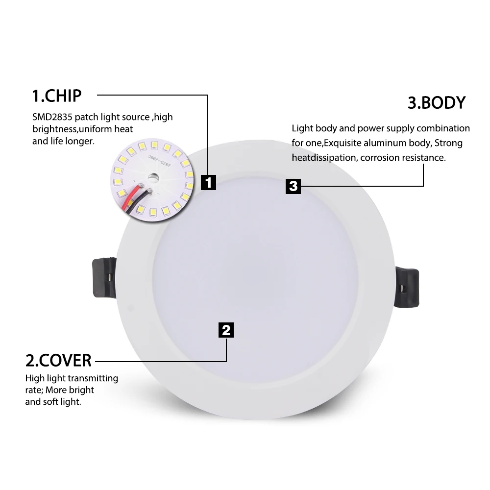 DC 12 V Led typu Downlight 3W 6W 9W 12W 15W 18W 36W oprawa LED wpuszczana W sufit ze stopu Aluminium ze stopu Aluminium okrągła lampa światło