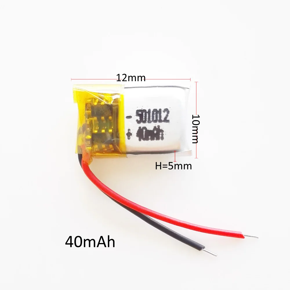 10 pcs 3.7V 40mAh 501012 Lipo Lithium Polymer Rechargeable Battery For MP3 GPS Bluetooth Headset video pen Smart Watch Recorder