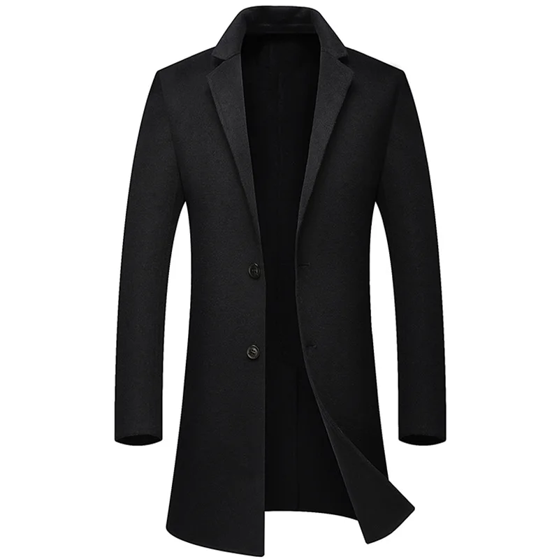 

New men Wool Blends Coat Winter 2021Fashion Thicken Cashmere Long Jacket Warm Slim Tops Outerwear