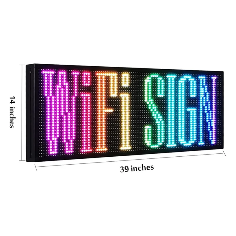 Panneau numérique LED WIFI, 100x36cm, pixel HD, plein document, programmation extérieure, affichage électronique à défilement