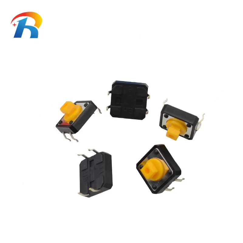 

100% NEW 1000Pcs 12x12x7.3 mm Tactile Switches Yellow Square Push Button Tact Switch 12*12*7.3mm Micro switch DIP4