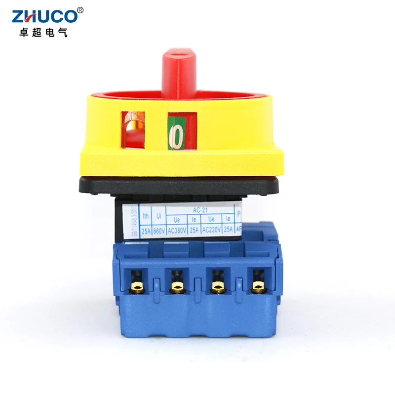 ZHUCO SZD11-25/400010 25A 4P ON OFF Power Cut Off Changeover Disconnect Switch Load break Isolator Switch With Padlock Panel