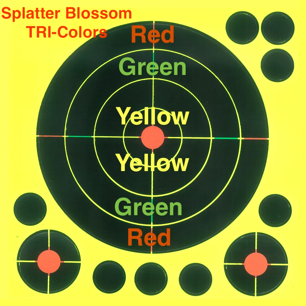 25 PCS 8นิ้ว Splatter Blossom Triple-สี Bb Gun Target Practice สติกเกอร์กระดาษเป้าหมายเป้าหมายสำหรับ Shootin