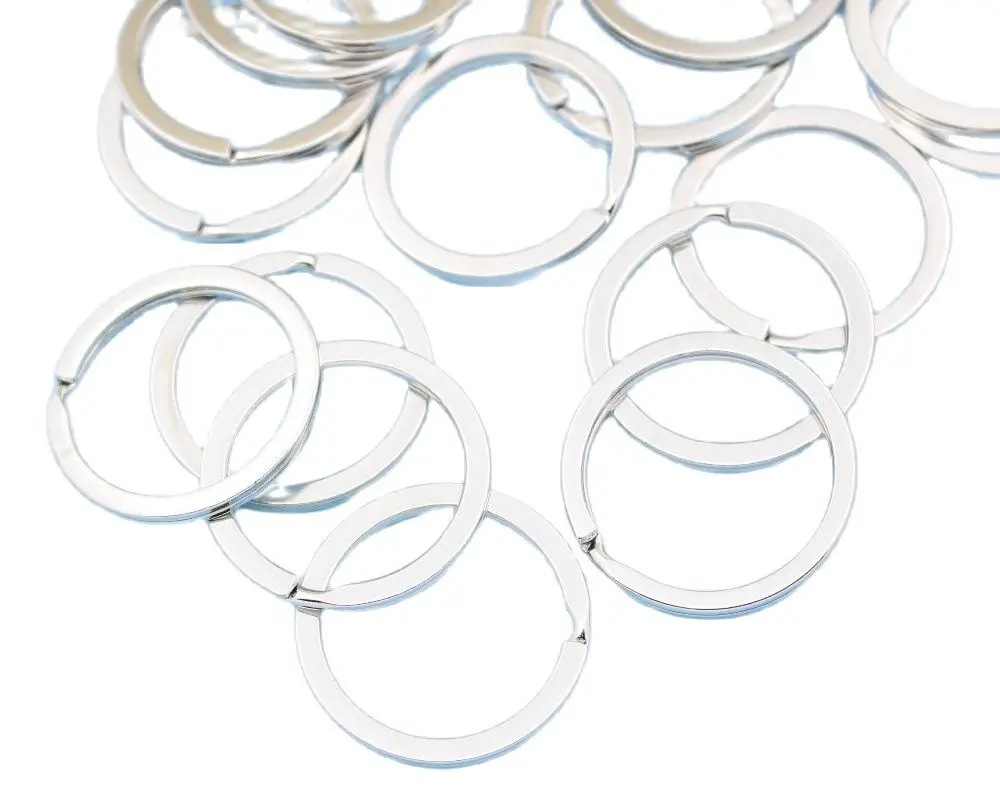 10PCS  Silver Color steeling Split Ring Keychain  DIY Crafts Choose 25mm 30mm 35mm