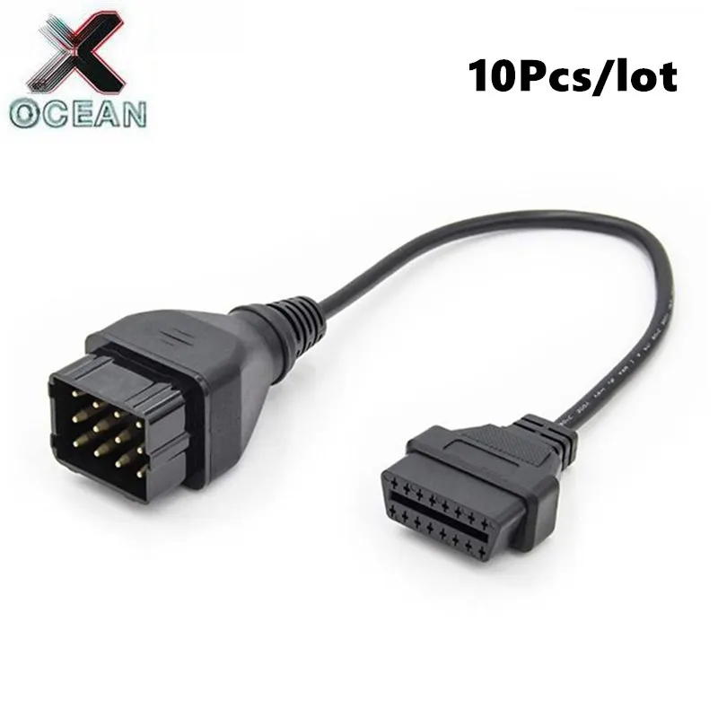 

10pcs/lot for GAZ 12Pin Male to 16PIN Female OBD2 extension Cable For Gaz 12 pin Adapter works with Russian Truck free ship