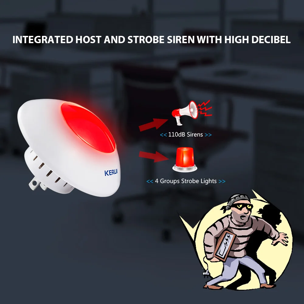 433 MHz Wireless Flash Siren Alarm Siren Horn Red Light Strobe Siren For Home Alarm System Security kit