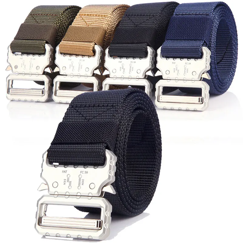 

Men Nylon Belt Tactical Metal Buckle Belts Combat Emergency Survival Casual Jeans Waist Belt Hombre