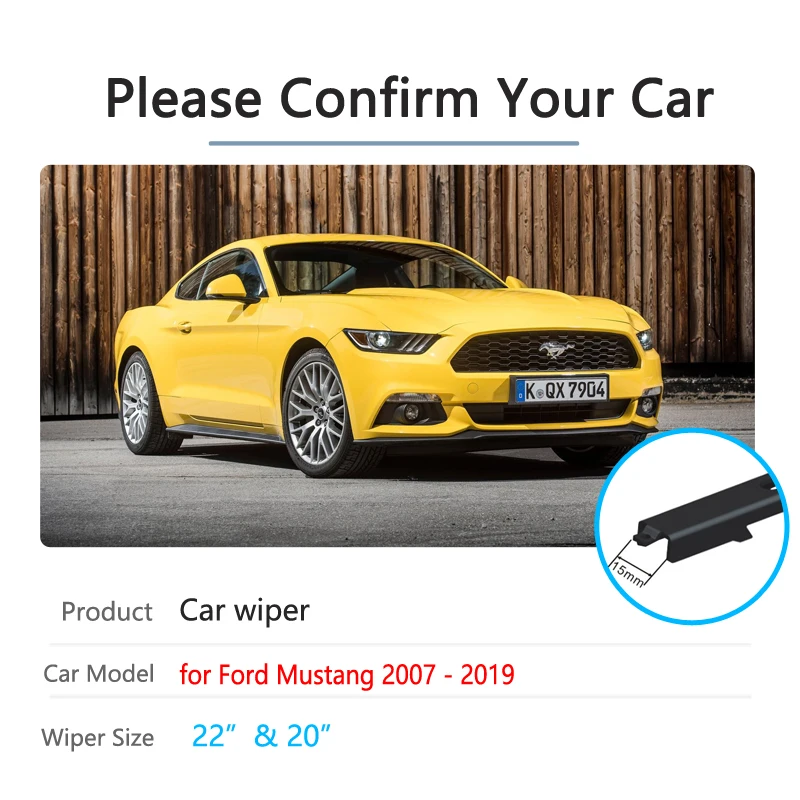 Car Wiper Blades for Ford Mustang 2007~2019 S550 EcoBoost Export GT Front Windshield Car Accessories 2015 2016 2017 2018