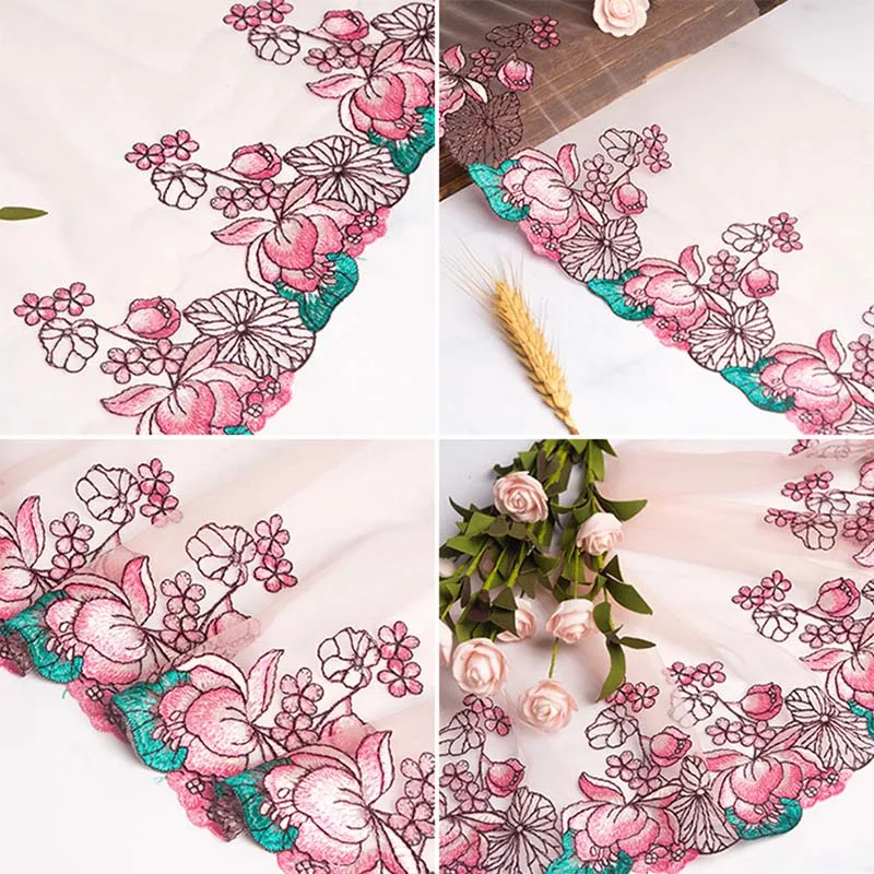 

20 ярдов розовой кружевной тесьмы с вышивкой, ручной работы, для пошива бюстгальтеров, аксессуаров для нижнего белья