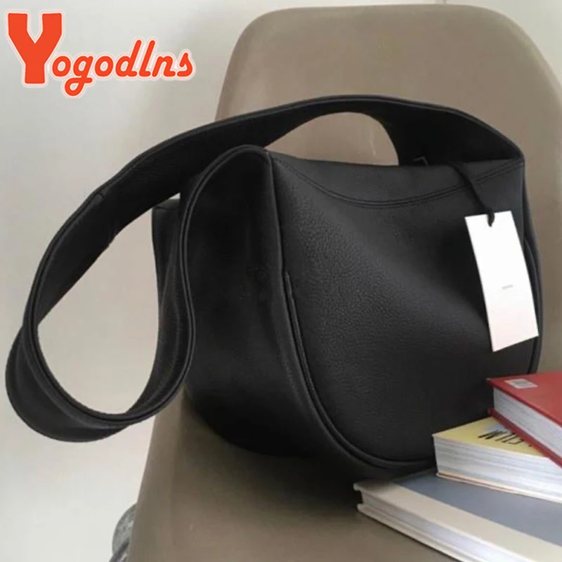 Yogodlns Vintage Dumpling Shoulder Bag for Women PU Leather Crossbody Bag Simple Solid Color Handbag Large Capcaity Hobo Bag Sac