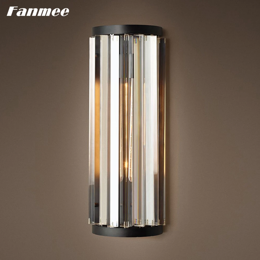 Modern Crystal Wall Lamps for Living Room Matte Black Classic Home Sconce Clear Cristal Welles Bedroom Wall Lighting Fixture