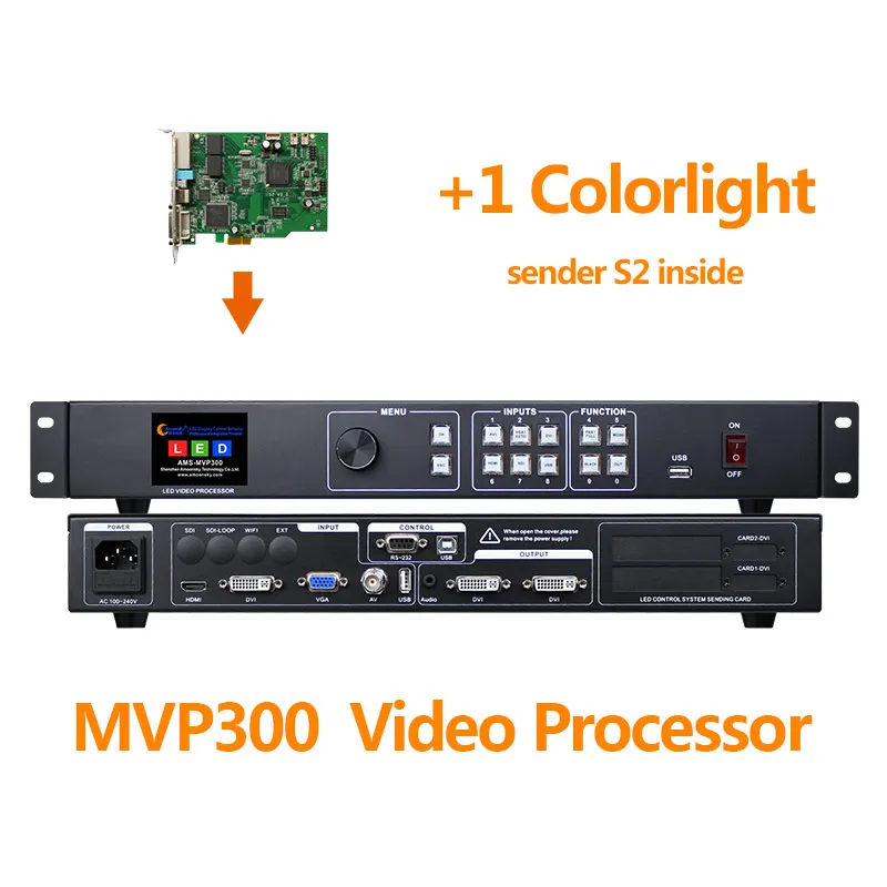 LED Video Processor MVP300 with Linsn Nova Colorlight Send Card for P3.91 P2 P5 P10 Insert USB Control LED Video Screen