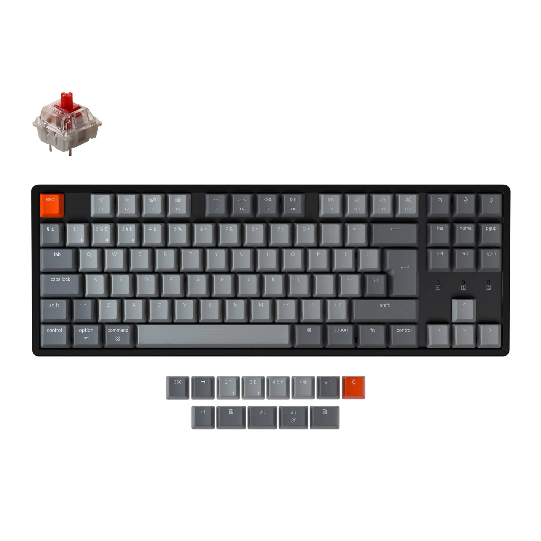 

Keychron K8 C UK Wireless Mechanical Keyboard (UK ISO Layout) W/ RGB Backlit Gateron Switch Aluminum Frame