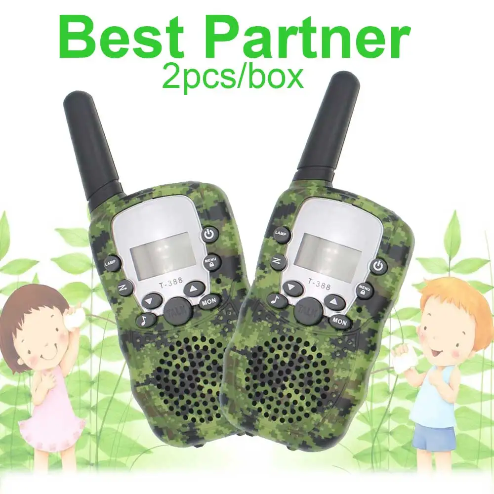 

2 PCS Mini Radio with LED Flashlight for Kids 22 Channels Military Camo T-388 Toy Walkie Talkie for Children