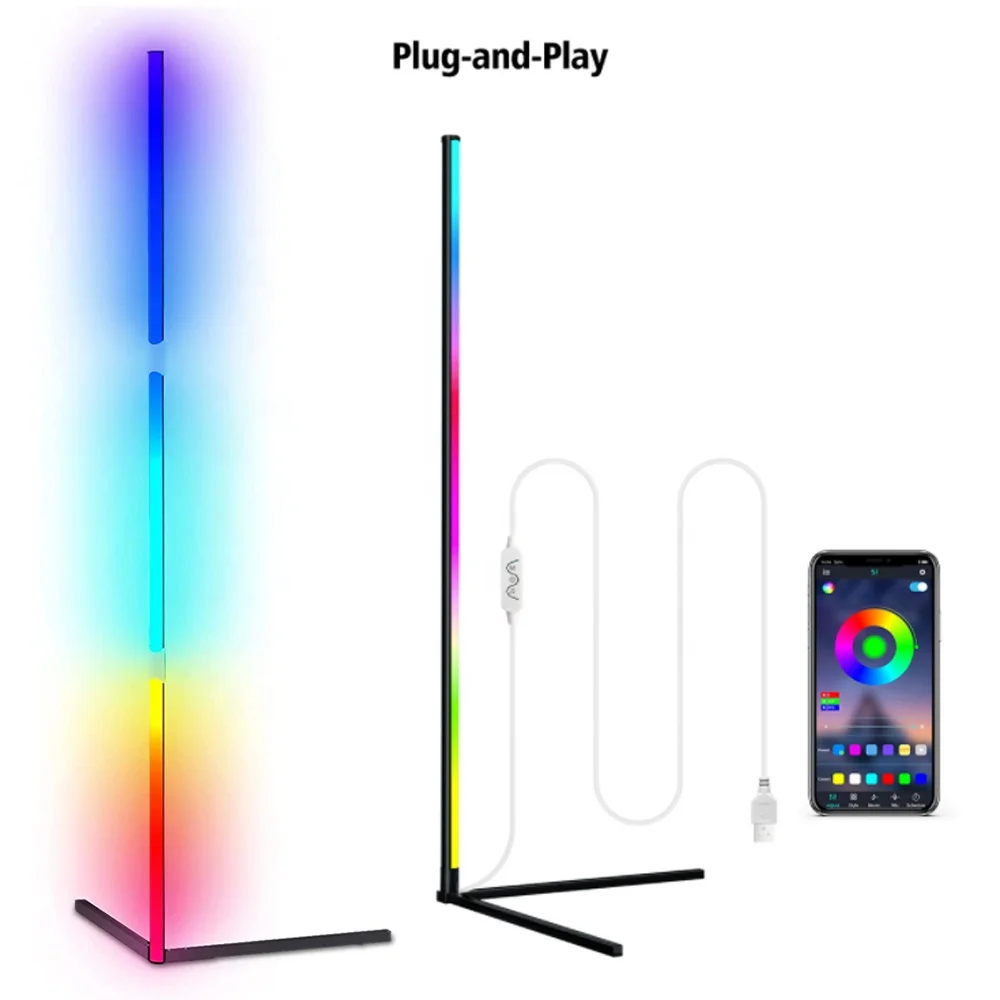 Arc Turkish Outdoor Sculpture Tripod Living Room Corner Decoration Plug Play Smart RGB Atmosphere Standing Tube LED Floor LAMPS