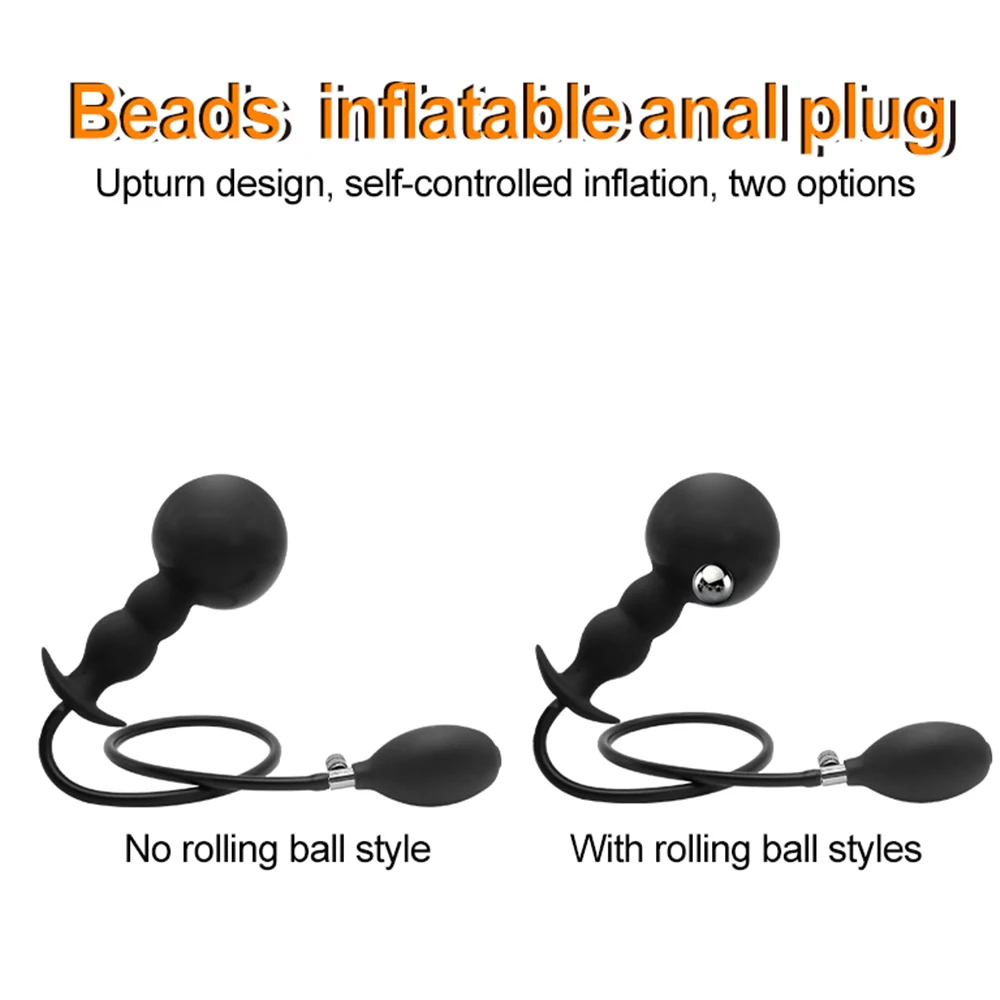 Adult Products Expandable Butt Plug With Metal Ball Silicone Massager Sex Toys for Women Men Inflatable Anal Plug Dilator