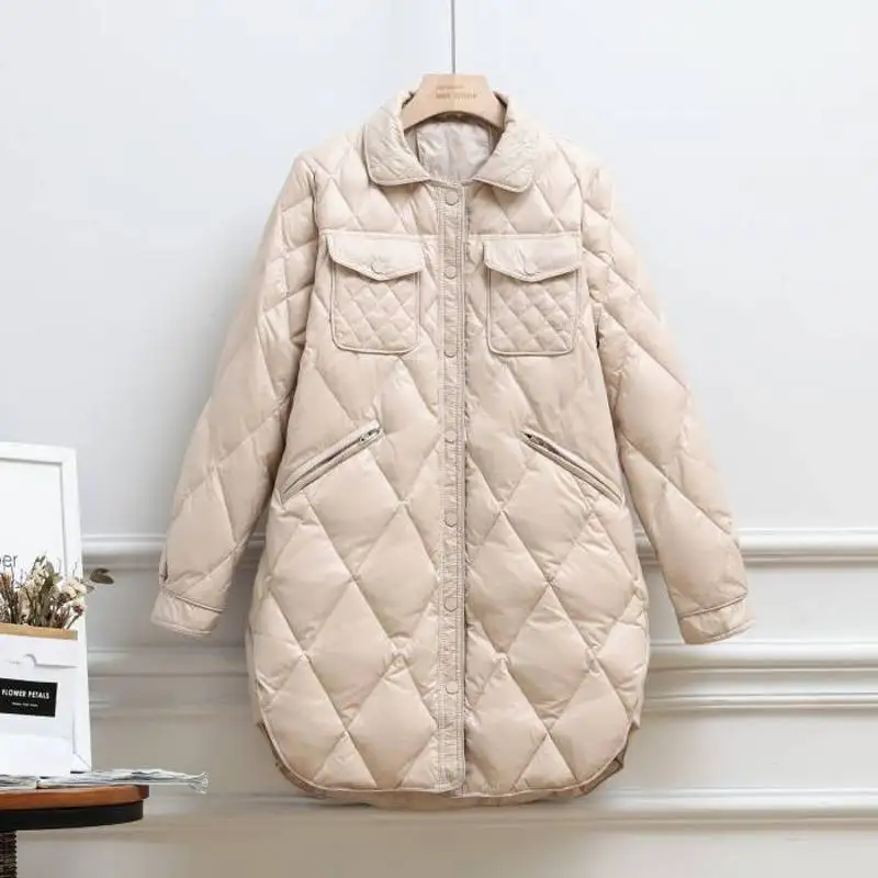 Hot Winter 90% White Duck Down Jacket Women Long Oversize Puffer Coat Ultra Light Female Puffer Feather Parkas Outwear