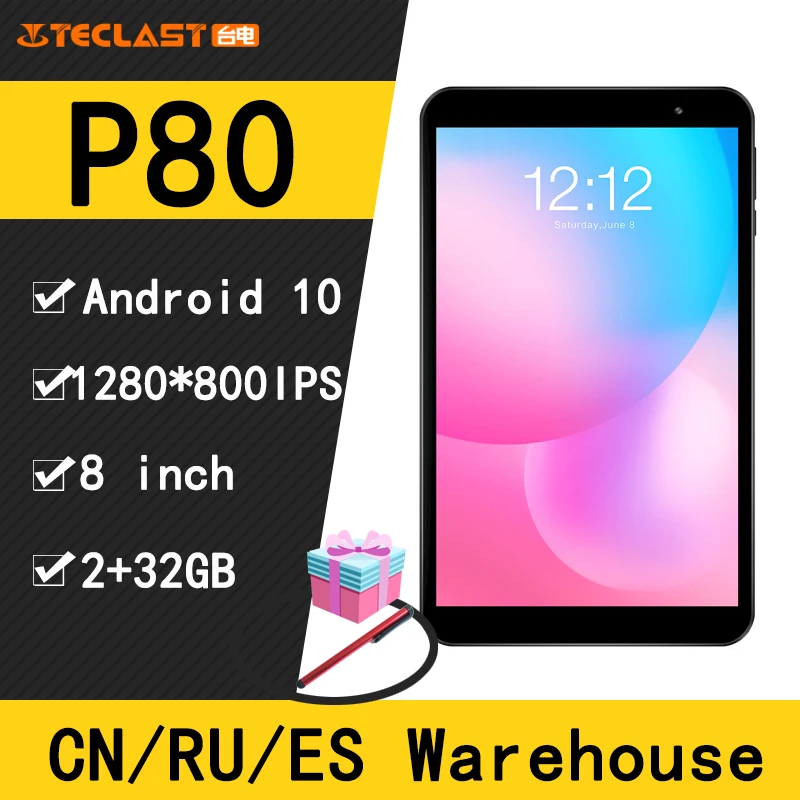 Teclast P80 Tablets 2GB RAM 32GB ROM Quad Core 8 inch IPS 1280×800 GE8300 Android 10.0  tablet PC