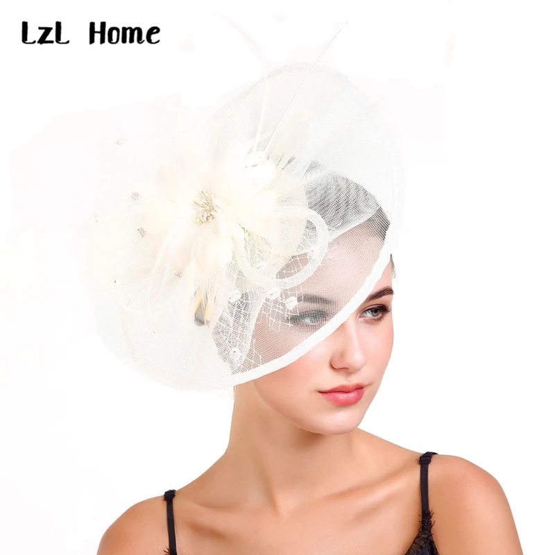 LzL บ้านหมวกเจ้าสาว Headdress ดอกไม้ประณีตอุปกรณ์เสริมผม Horse Racing การระเบิดหมวก Hairpin Headdress