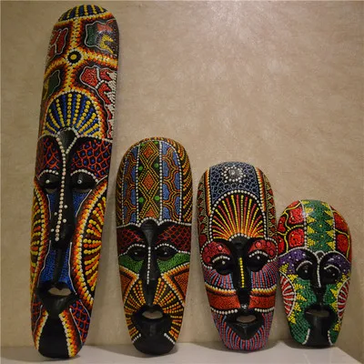 Thai handmade African stippling mask face makeup farmhouse restaurant living room bar wall decoration mask pendant