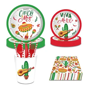 Decoração para festa com tema de cacto mexicano, decoração para festa, talheres, pratos, copos, guardanapo 10 principais vendas caneca mexico - №7