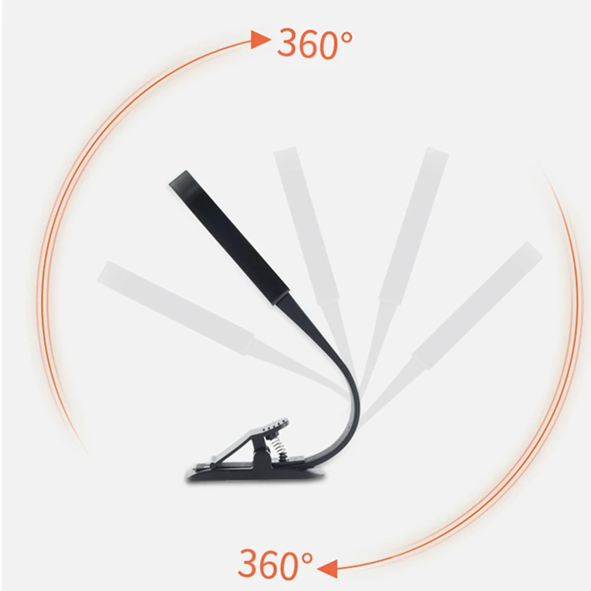 Book Lights With Clip USB Eye Protection Reading Lamps Touch Dimming LED Lamp 360 Degree Bending Bedroom Bedside Night Light