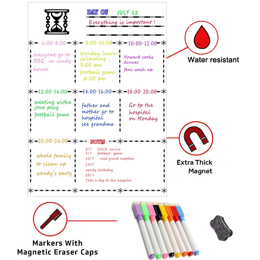 Magnetic Dry Erase Boards Refrigerator Dry Erase Whiteboard Flexible Magnet Board Fridge Board Weekly Planner MagnetiCalendar