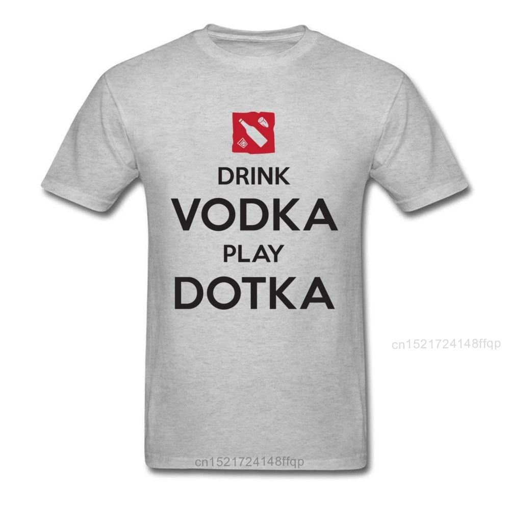 Drink Vodka Play Dotka Funny Gamer White T-shirt Men Letter T Shirt Dota Group Custom Cotton O Neck Tops Tees