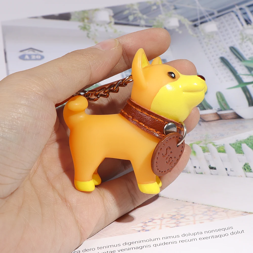 Cute Cat Dog Keychain PVC Shiba Inu Bull Terrier Figurine Doll Toys Key Ring Holder Bag Pendant Excellent Gift