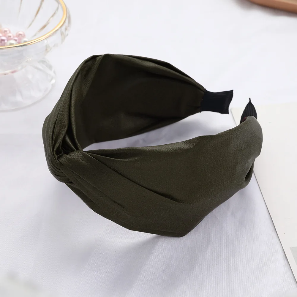 New Fashion European and American Simple ins Solid headband cross-gloss PU leather Hairpin for girl Women Hair Accessory