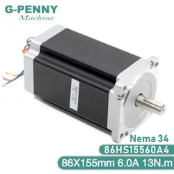 NEMA 34 CNC stepper motor 86X155mm 13 N.m 6A shaft 14mm nema 34 stepping motor 1700Oz-in for CNC engraving machine 3D printer