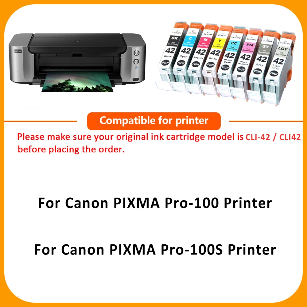 HS CLI42 Ink Cartridge Compatible for Canon CLI-42 PIXMA Pro 100 PIXMA Pro 100S Pixma Pro-100 Printers Pixma 100 Printer CLI 42