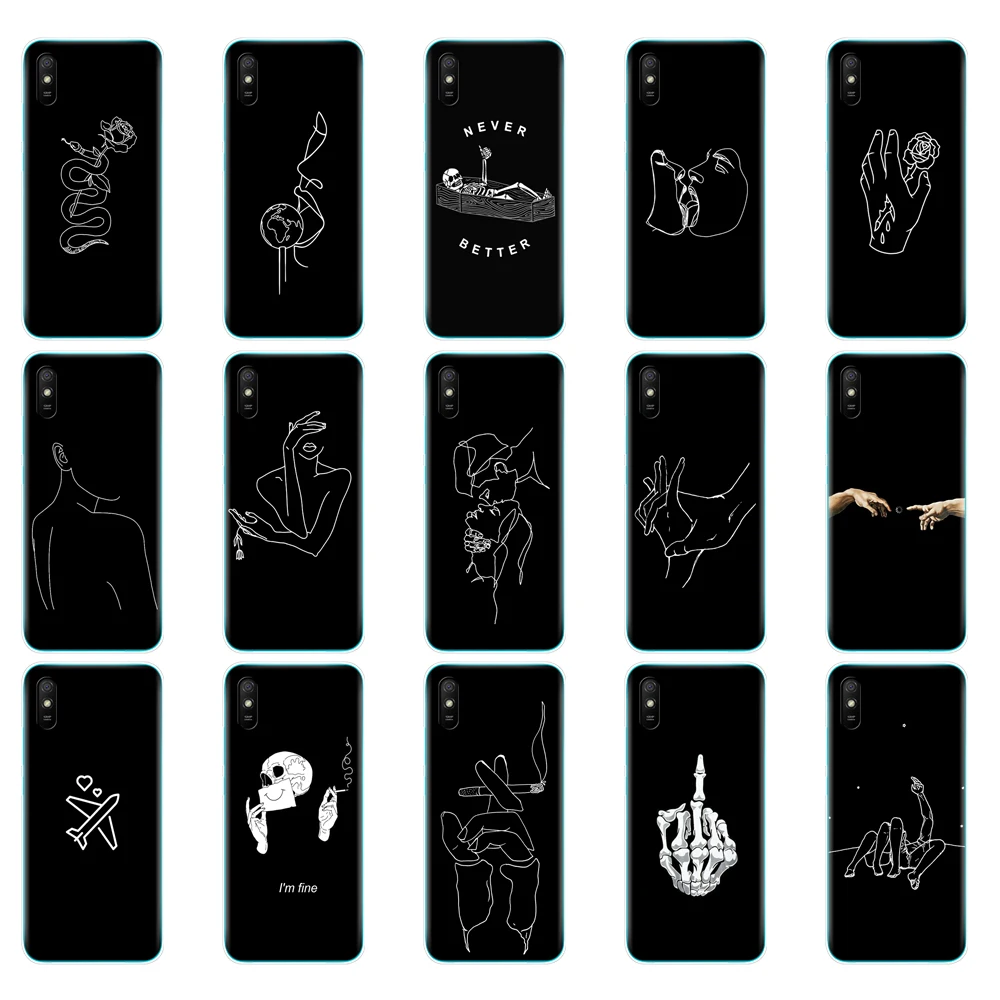 For xiaomi redmi 9A Case Silicon Soft TPU Back Phone Cover For redmi 9A Case 6.53 inch etui bumper coque Protective Fundas Black