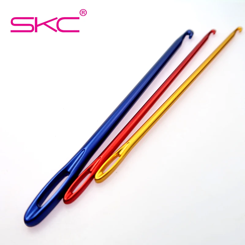 SKC High Quality 16.5cm Afghan Tunisian Aluminium Crochet Hook Set Knitting Needle Hand Knit Tool With Big Eye 3pcs/set Crochet