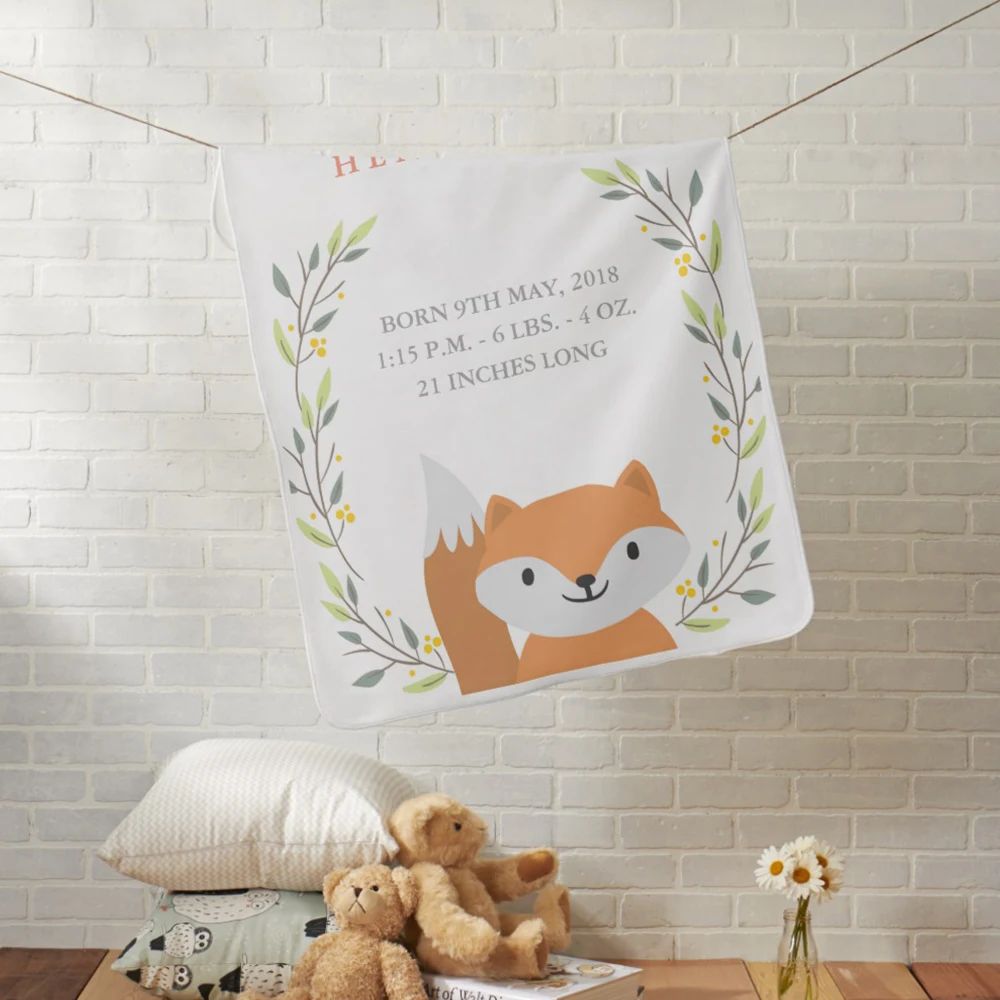 Lvyziho floresta florestal personalizada, raposa/leão/urso/girafa, crescimento do bebê, cobertor para berçário, 30x4 0/48x80 polegadas