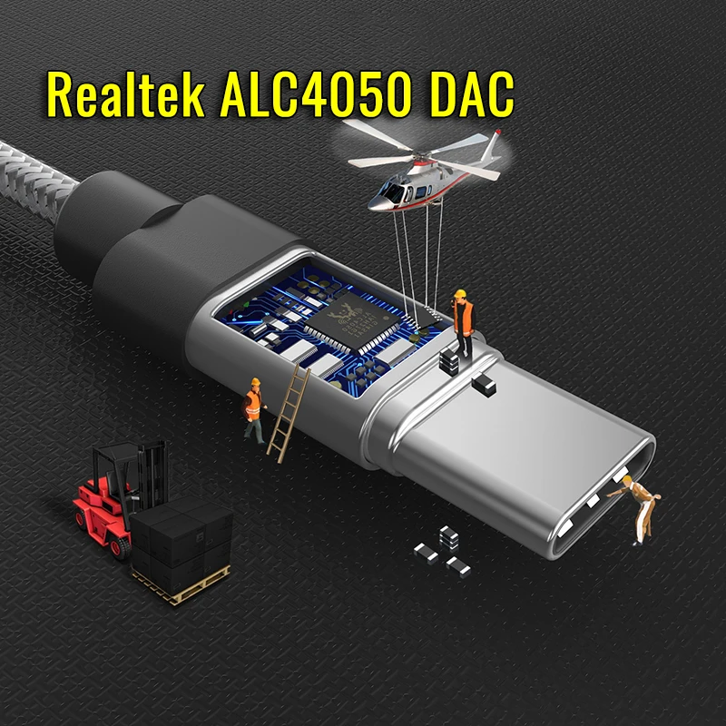 Realtek ALC4050 PCM 32bit/384K Digital Audio Converter DAC USB Type C To 3.5mm Headset Jack Aux Adapter Decoder OFC Pure Copper