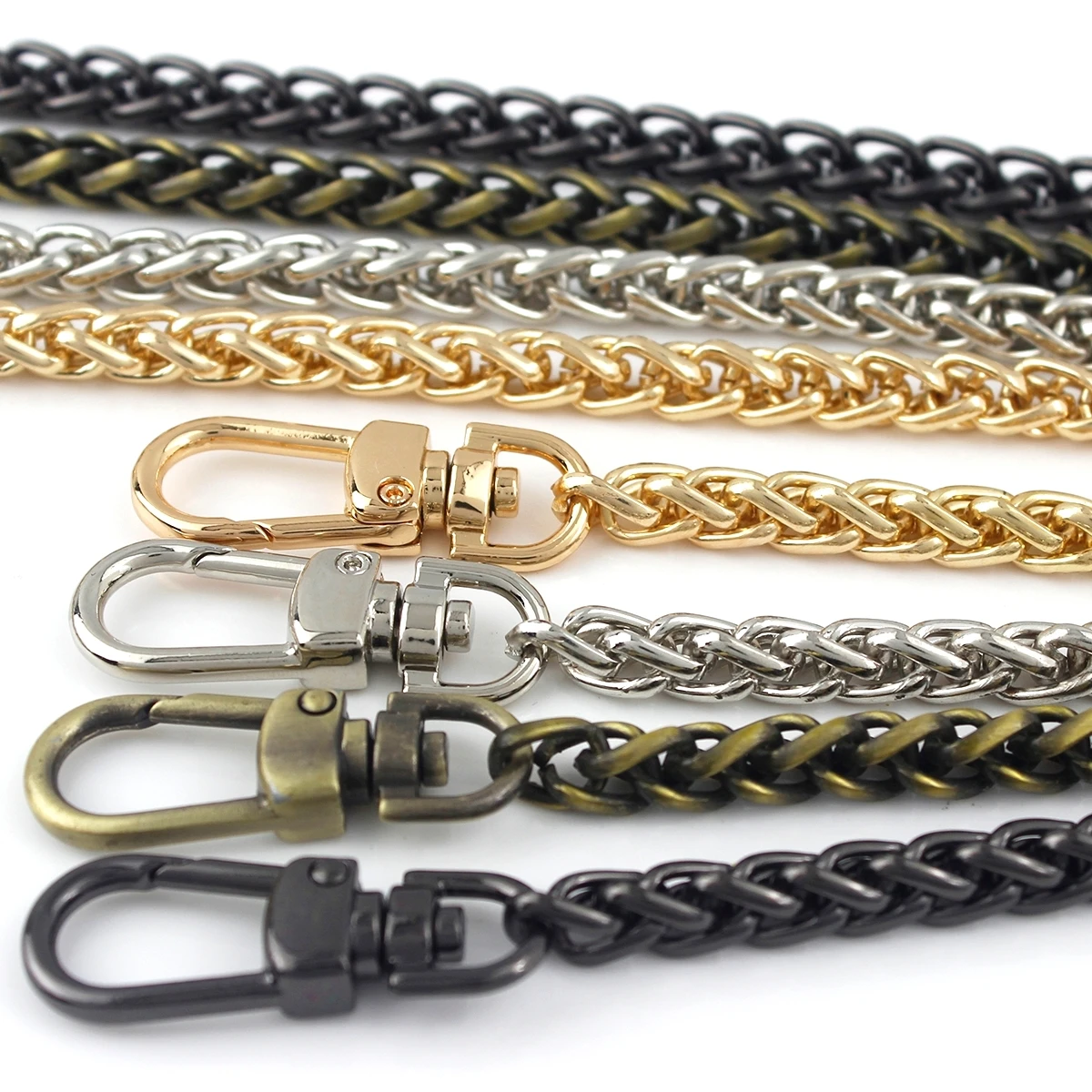 120 cm lange, austauschbare Metall-Drehkette mit Haken für Schultertaschen, Handtaschen, Tragegriffe, Ketten, Umhängegurte, Accessoires und Beschläge. – Detail 7