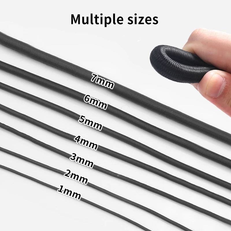 High-Quality Round Elastic Band Cord Elastic Rubber white black Stretch rubber For Sewing Garment DIY Accessories 1/2/3/4/5/6mm