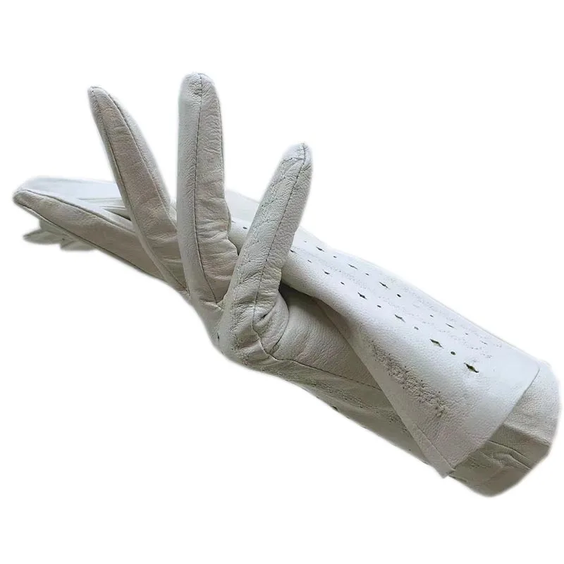 Leather gloves 2021 new ladies sheepskin white unlined leather gloves leather fashion autumn warm beautiful free genuine leather