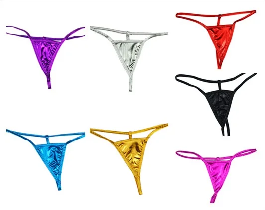 Shiny G String Women Sexy Panties Mini Briefs G-string Thongs Panties For Women PU Leather Thong Ladies Briefs