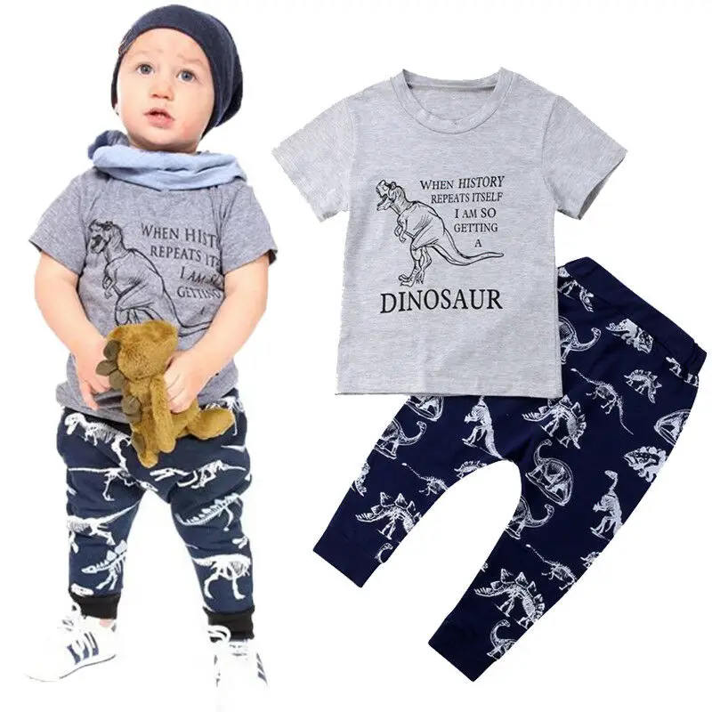 Kaus celana legging anak-anak, pakaian legging atasan dinosaurus, CELANA anak laki-laki, Kaus, pakaian balita 1Y-6Y